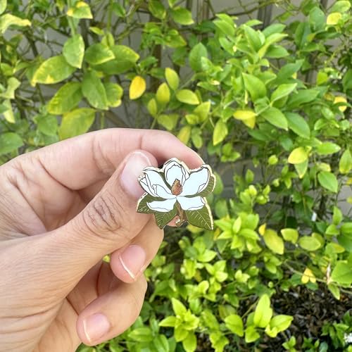 Enamel Flower Wedding Pin - Floral Brooch for Men & Women - Lapel Pin Favors - style: Magnolia
