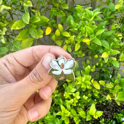 Enamel Flower Wedding Pin - Floral Brooch for Men & Women - Lapel Pin Favors - style: Magnolia