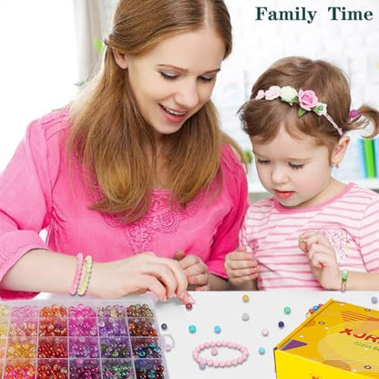 XJRLUK Glass Beads Bracelet Making Kit,1350PCS 48 Colors 8mm Crackle Glass Beads for Jewelry Making, Crystal Glass Round Beads Friendship Bracelet kit for DIY Crafts Gifts