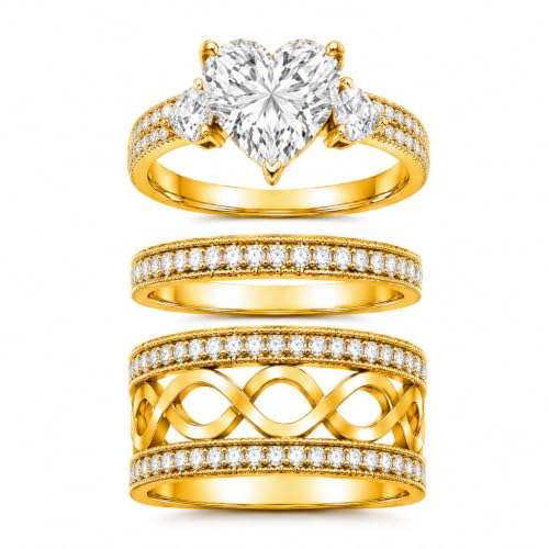 3Piece Moissanite Ring Set for Couples 925 10K 14K 18K Moissanite Wedding Ring - style: Ring 4
