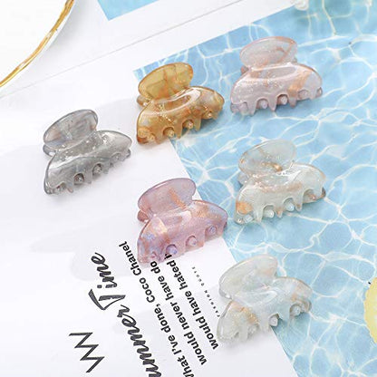 Molans 12 Pcs Small Hair Clips Mini Claw Jaw Clips Women Girls Thin Hair | Tiny Short Acrylic Cute Clips Non Slip Little Hair Accessories Clamps for Half Updo Styling Fine Hair Bangs Kids Toddlers - color: sequins