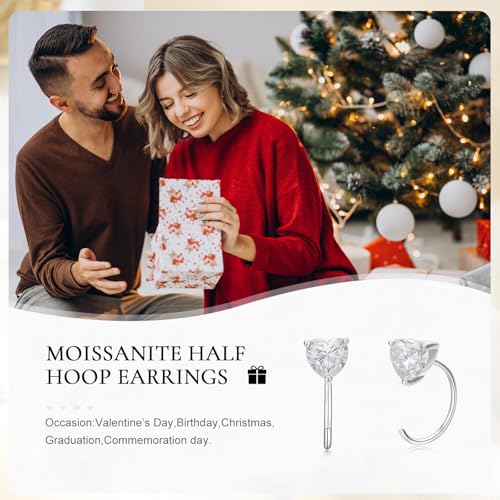 925 Sterling Silver Moissanite Huggie Half Hoop Earrings for Women - style: style 1