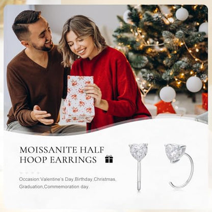 925 Sterling Silver Moissanite Huggie Half Hoop Earrings for Women - style: style 1