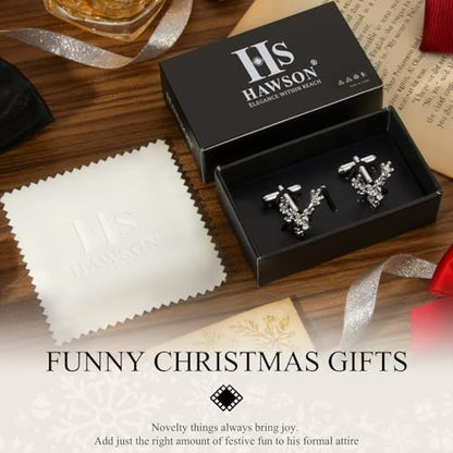 HAWSON Various Unique Cuff Links Mens, Animal/Tactical/Music/Holiday/Cufflinks, Themed Wedding Dinner Party Gift Suit Accessories - style: Deer Head