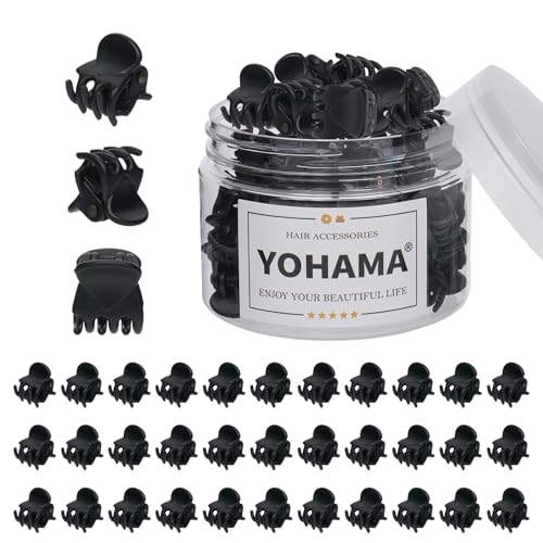 YOHAMA 36 PCS Black Mini Hair Claw Clips Great for Design Kids and Adult Hairstyles Decoration Buns, Pining Bangs Strong Grip Multifunction Clamp Clips. | Multifunction Durable Small Hair Clips, Women Girl Fixed Messy Bun, Design Hairstyles, Non-Pulling o