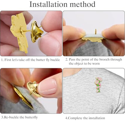 12 Pcs Red Rose Flower Enamel Lapel Pin, 1.5 inch Metal Badge Brooch for Women Men Clothes Bags Hats - style: Carnation