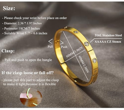 A D. ALLEN & DANMI. 18 K Gold Plated Love Bangle Bracelet Set Flexible Wide Wristband Bangle Bangle Set for Love - color: 2 Sests (Red Stone)