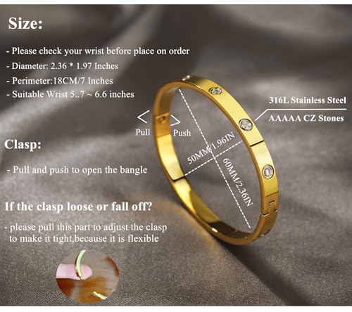 A D. ALLEN & DANMI. 18 K Gold Plated Love Bangle Bracelet Set Flexible Wide Wristband Bangle Bangle Set for Love - color: 2 Sests (Green Stone)