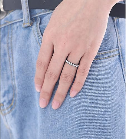 TIGRADE 3mm Women Titanium Engagement Ring Cubic Zirconia Eternity Wedding Band Size 3-13.5 - color: Black