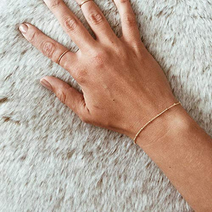M MOOHAM Valentines Day Gifts for Her Women - Layered Initial Bracelets Gift Letter A-Z Charm, Dainty 14K Gold Plated Initial Bracelets for Women Teen Girls Birthday Jewelry Gifts - color: N