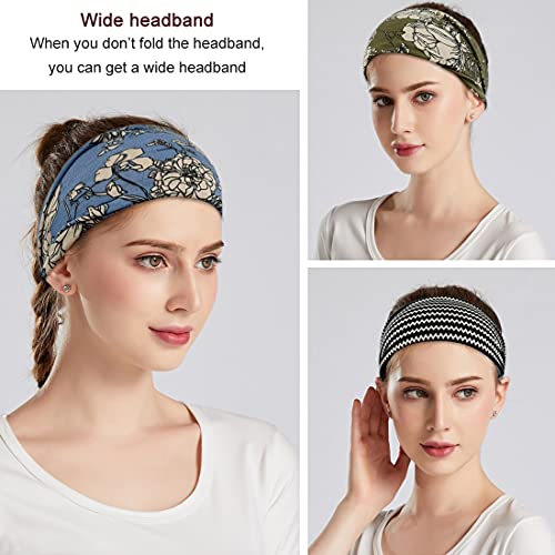 YONUF Boho Headbands For Women Fashion Wide Headband Yoga Workout Head Bands Hair Accessories Band 6 Pack - color: Flower 3