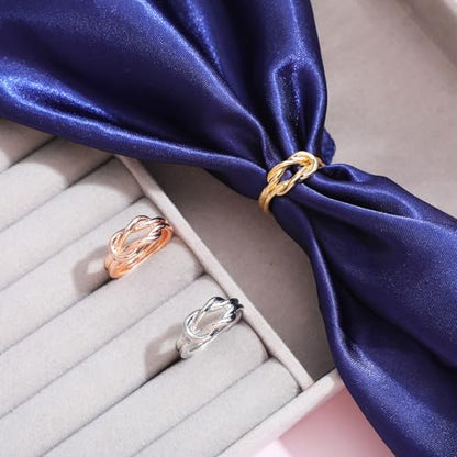 3 PCS Metal Scarf Ring, Double Layered Scarf Clips Silk Scarves Pin | Metal Shawl Buckles Scarfs Clasp Holder Decoration Accessories for Women T-Shirt Clasp Dress Clothing (Gold Silver Rose Gold)