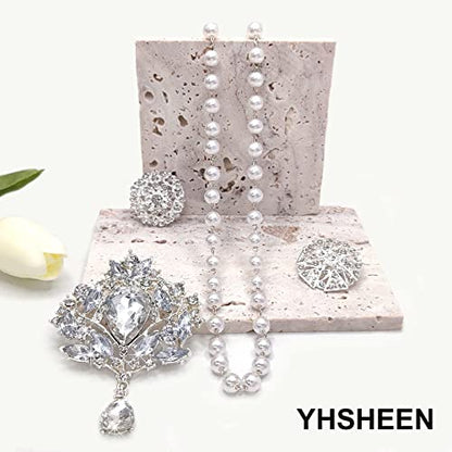 Yhsheen Rhinestone Brooches Crystal Brooch Pins, Pearl Crystal Wedding Bouquet kit Set (Silver-14pcs)… - color: Silver-14pcs
