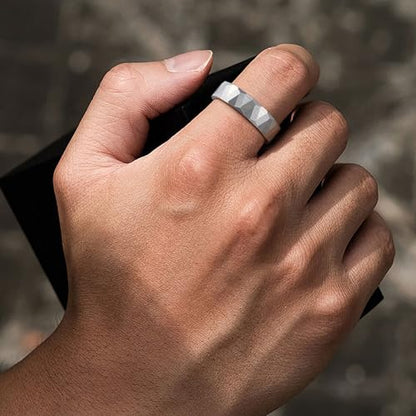 2/4/6/8mm Black/silver/gold Tungsten Rings for Men Womens Couple Fashion Jewelry Promise Engagement Wedding Band Hammered Inner ring inlaid with olive wood Carbide Polished Edge Comfort Fit - color: 6MM olive wood silver