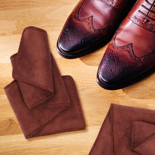10 Pcs Shine Shoes Cloth Kit Polish Dauber Applicators Cleaning Leather Shoes Boots Microfiber Care Cloths Suede Cleaner(Microfiber, Brown)