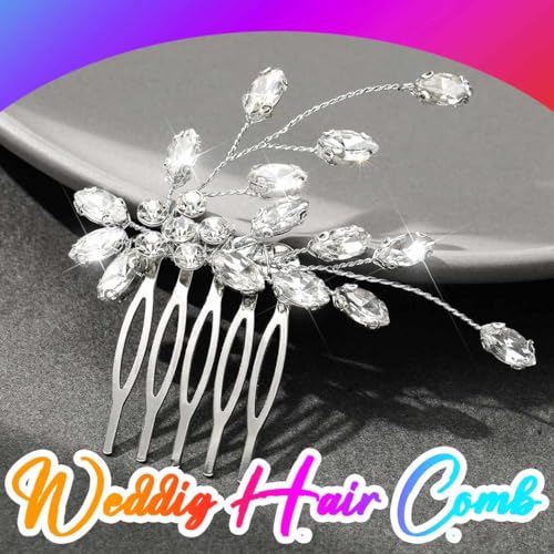 CASDRE Rhinestone Wedding Hair Comb Crystal Hair Accessories for Women (A Silver)
