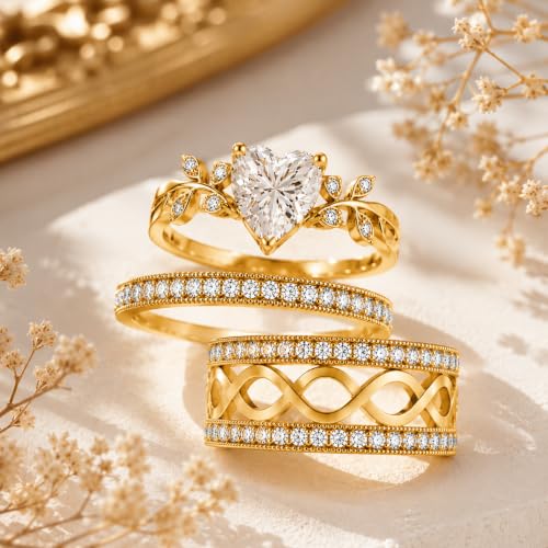 3Piece Moissanite Ring Set for Couples 925 10K 14K 18K Moissanite Wedding Ring - style: Ring 5