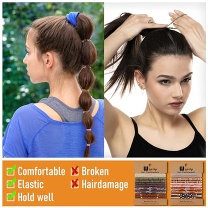 20 Boho Hair Ties in 5 Styles, 10 Colors - Cute Bracelets for Thin and Thick Hair, No Damage Elastics - color: A-Boho