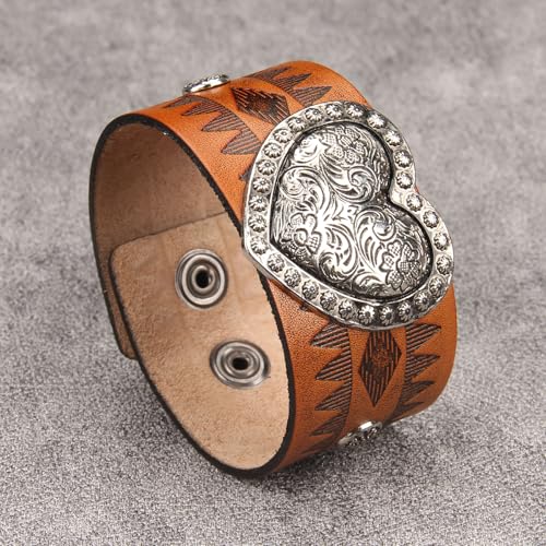 Jeilwiy Punk Leather Wristbands for Men Bracelets Handmade Wide Cuff Bangle Braided Jewelry Black Brown Adjustable - Punk Father's Gifts - color: 04 Leather Cuff Bracelet Brown