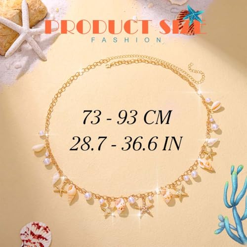 BODIY Seashell Waist Body Chain Starfish Belly Chain Jewelry for Women | Gold Bikini Waist Chain Mermaid Custom Accessories Layered Summer Beach Chain Adjustable for Party Vacation Fashion - color: Gold