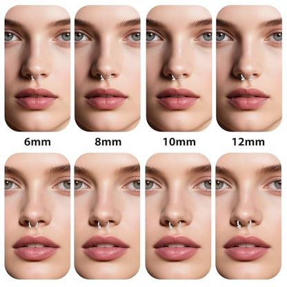 D.Bella 16G 14G Horseshoe Rings Surgical Steel Nose Septum Horseshoe Hoop Earring Eyebrow Tragus Lip Rings Daith Helix Piercing Jewelry for Women Men 6-12mm Smily Piercing Jewelry - color: 16g-silver-black