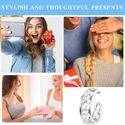 Silver Toe Rings for Women Non Tarnish Adjustable Open Band Toe Ring Summer Beach Toe Rings Foot Jewelry