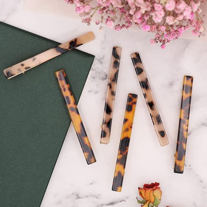 Cobahom 12 Pcs 3.15 Inch Leopard Print Hair Clips Duckbill Barrettes | Chic Tortoise Shell Hair Clip for Women, Cellulose Acetate Hair Clips for Thin Thick Hair (6 Deep Pattern + 6 Light Pattern) - color: 12 Pcs Leopard Print