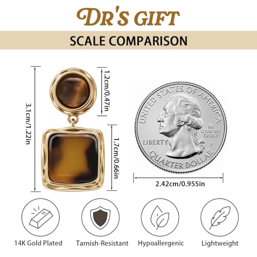 Dr's gift Chunky Leopard Print Earrings for Women 14K Gold Plated Statement Huggie Hoop Earrings Brown Acrylic Tortoise Resin Cheetah Trendy Jewelry - color: Leopard stud