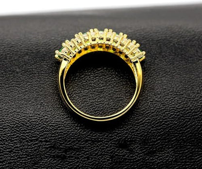 Uloveido Beautiful Women's 7 Stones Wedding Band Oval Cubic Zirconia Engagement Anniversary Rings J501 - color: Gold-Green