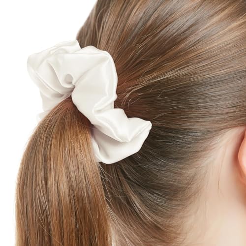 LilySilk Hair Tie, 100% Mulberry Silk Hair Scrunchies for Frizz & Breakage Prevention, Elastic Silk Ponytail Holders, 1Pc, Ivory - color: Ivory