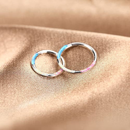 GAGABODY Septum Ring 16 Gauge Earrings Daith Jewelry Surgical Steel Hinged Nose Rings Nose Hoop Cartlidge Earring Hoop Helix Rook Piercing Jewelry - color: Style2:1pc Silver with blue white purple mix opal.