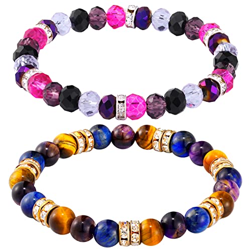 Hicarer 800 Pieces Round Rondelle Spacer Beads Crystal Rhinestone Loose Charm Beads for Jewelry Making(8 mm,Gold, Silver) - size: 8