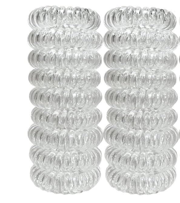 20 Pcs Spiral Hair Ties, Traceless Ponytail Holders, Clear Elastic Hair Accessories, Coil Scrunchies for Women, No Crease Coiled Hair Elastics for Thick or Thin Hair