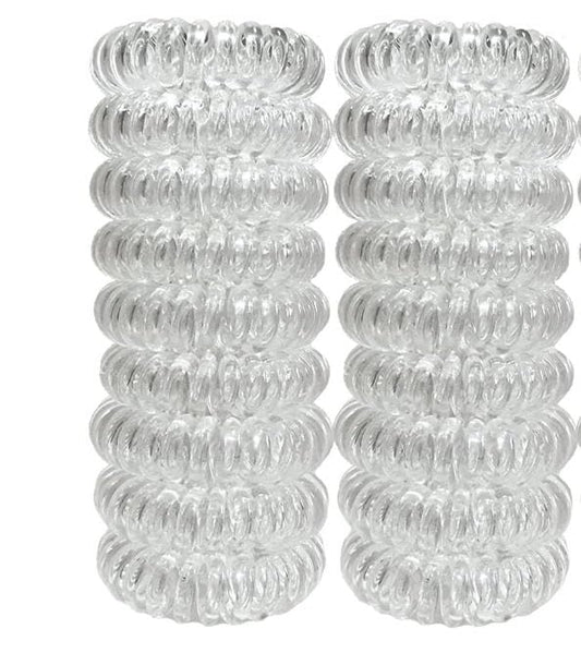 20 Pcs Spiral Hair Ties, Traceless Ponytail Holders, Clear Elastic Hair Accessories, Coil Scrunchies for Women, No Crease Coiled Hair Elastics for Thick or Thin Hair