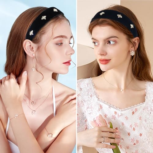 Velvet Wide Headband for Women Girls Black Hairbands Bee Thin Hair Band Adult Cute Headbands Non Slip Soft Headband Makeup Washing Face Fashion Hair Accessories Christmas Gifts - color: C-Bee Velvet Wide Headband