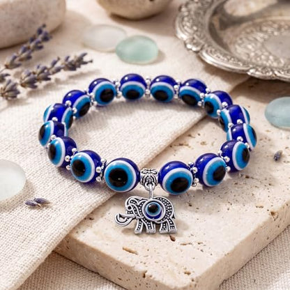 Fesciory Evil Eye Bracelet for Women, Gold Plated Adjustable Chain Jewelry | Blue Evil Eye Charm Bracelet, Lucky Amulet Symbolism, Dainty Adjustable Chain, Daily wear, Jewelry gifts - color: Blue-2