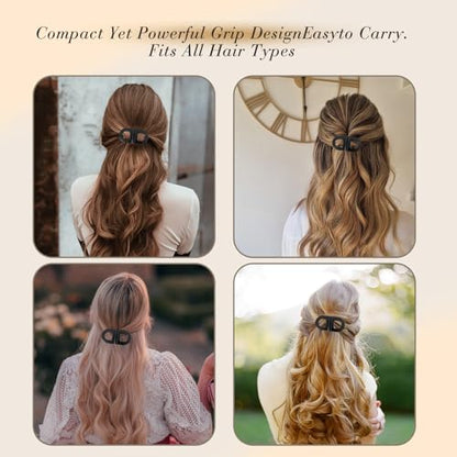 2PCS Magnetic Hair Clips for Women, Black 2-in-1 Quick Snap Hair Clips, Strong Hold No Slip Seamless Hair Clips, Creaseless Non-Dent Hair Styling To·ols for Thick Thin Hair - color: Style 2