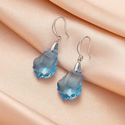 Austrian Crystal Baroque Teardrop Dangle Earrings for Women | 14K Gold-Plated,Hypoallergenic,Brilliant Facets,Fluid Movement,Easy-Wear Fishhook Fit,For Daily Wear And Special Occasions - color: Aquamarine