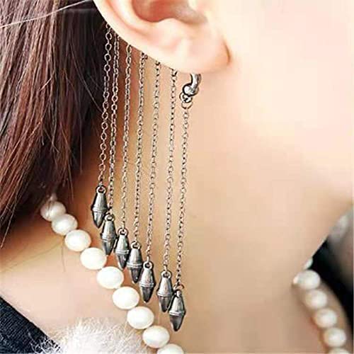 Ear Cuffs Earrings for Women Non Piercing,Long Tassel Ear Wrap Earrings Ear Cuff Droping Chain Earrings jewelry - color: C:Bullet B