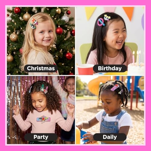 Powerpuff Girls Hair Accessories Set with Hair Clips & Bows - color: Powerpuff Girls