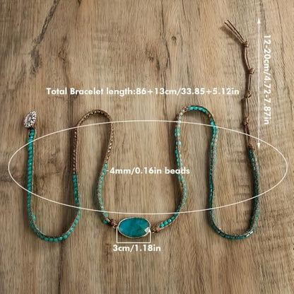 Women Wrap Bracelet Boho Natural Jasper Crystal Stone Beads Strand Bracelets - color: Style 07-Gray