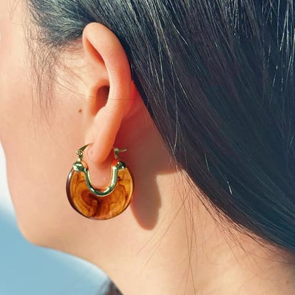 14K Gold Plated Chunky Hoop Earrings for Women Vintage Leopard Print Hoops Large Round Hoop Earrings Jewelry - style: Hoop C