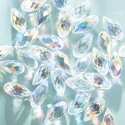 LONGWIN 36pcs AB Teardrop Crystal Beads 10x20mm Waterdrop Faceted Glass Beads for Jewelry Making, DIY Project, Earring, Necklaces, Bracelets - size: 36pcs 10x20mm