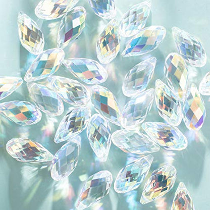 LONGWIN 36pcs AB Teardrop Crystal Beads 10x20mm Waterdrop Faceted Glass Beads for Jewelry Making, DIY Project, Earring, Necklaces, Bracelets - size: 36pcs 10x20mm