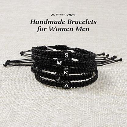 Initial Bracelets for Women Teen Girls Handmade Rope Braided Bracelet for Men Jewelry Birthday Graduation Mother's Day Gifts for Mom Wife Girlfriend Her Friends - style: A Initial