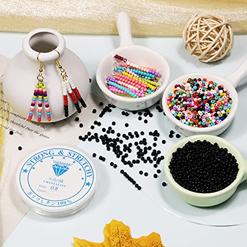 Bala&Fillic Opaque Black Color 3mm Seed Beads About 3600pcs/100Grams in Bag, 8/0 Glass Craft Beads for Making Bracelet and Necklace (Black) - color: Black