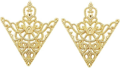 5 Pairs Retro Hollow Pattern Shirt Collar Brooches For Women And Men Gold Plated Triangle & Simple Elegant Double Leaf Collar Pin Brooches Gold Silver Plant Brooch Jewelry - style: Gold sj