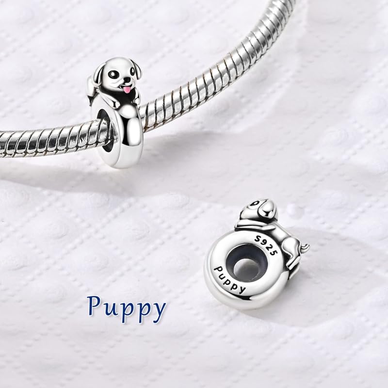 2pcs Stopper Spacer Beads for Pandora Bracelets, Sterling Silver Cross Ladybug Clip Spacer Charms For Bracelet DIY Jewelry Gift - color: Dog