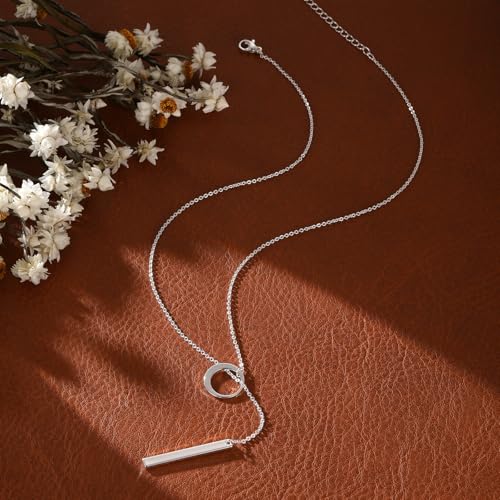 VIROMY Gold Long Y Necklaces for Women Trendy - Dainty Lariat Chain Drop Pendant Necklace for Women Gold Statement Jewelry - color: Y Necklace 01-Silver