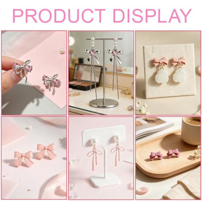 6 Pcs Pink Bow Earrings for Women, Light Pink Bow Earring Set | with Flowers Pearl Tassel Designs, Ribbon Stud Dangle Earrings Jewelry Collection